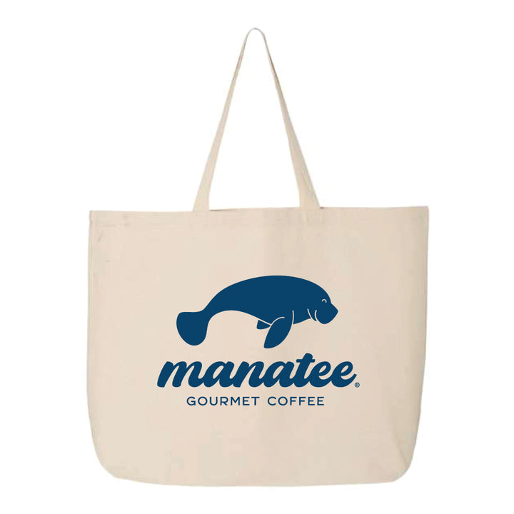 Large Canvas Tote Bag I Manatee Coffee